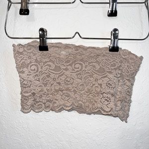 cream color nude lace tube top